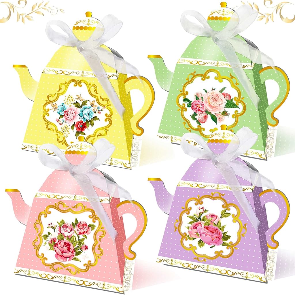 HASTHIP® 12Pcs DIY Paper Candy Bags Cartoon Tea Pot Gift Bags with Ribbons Party Supplies Floral Pattern Paper Teapot Gift Bags for Birthday Party, 3.35x3.35x4.13 inches HASTHIP® 12Pcs DIY Paper Candy Bags Cartoon Tea Pot Gift Bags with Ribbons Party Supplies Floral Pattern Paper Teapot Gift Bags for Birthday Party, 3.35x3.35x4.13 inches